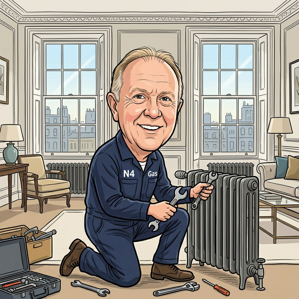 Cartoon illustration of David Fleming Snr